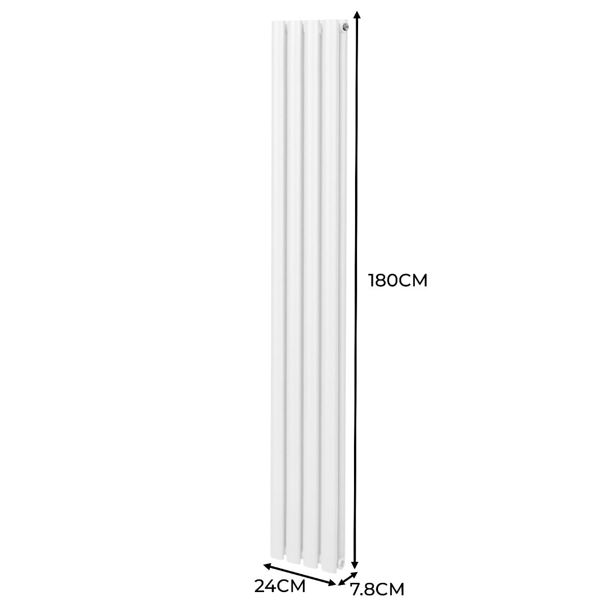 Oval Column Radiator & Valves - 1600mm x 240mm – White