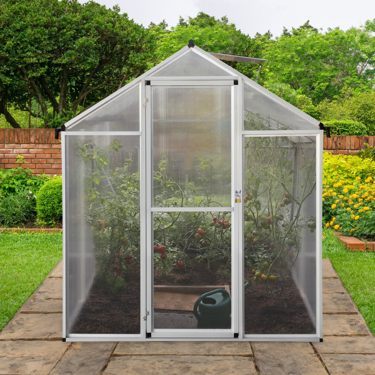 Polycarbonate Greenhouse 6ft x 6ft– Silver