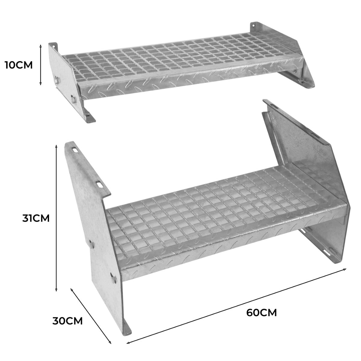 Adjustable 2 Section Galvanised Staircase - 600mm Wide