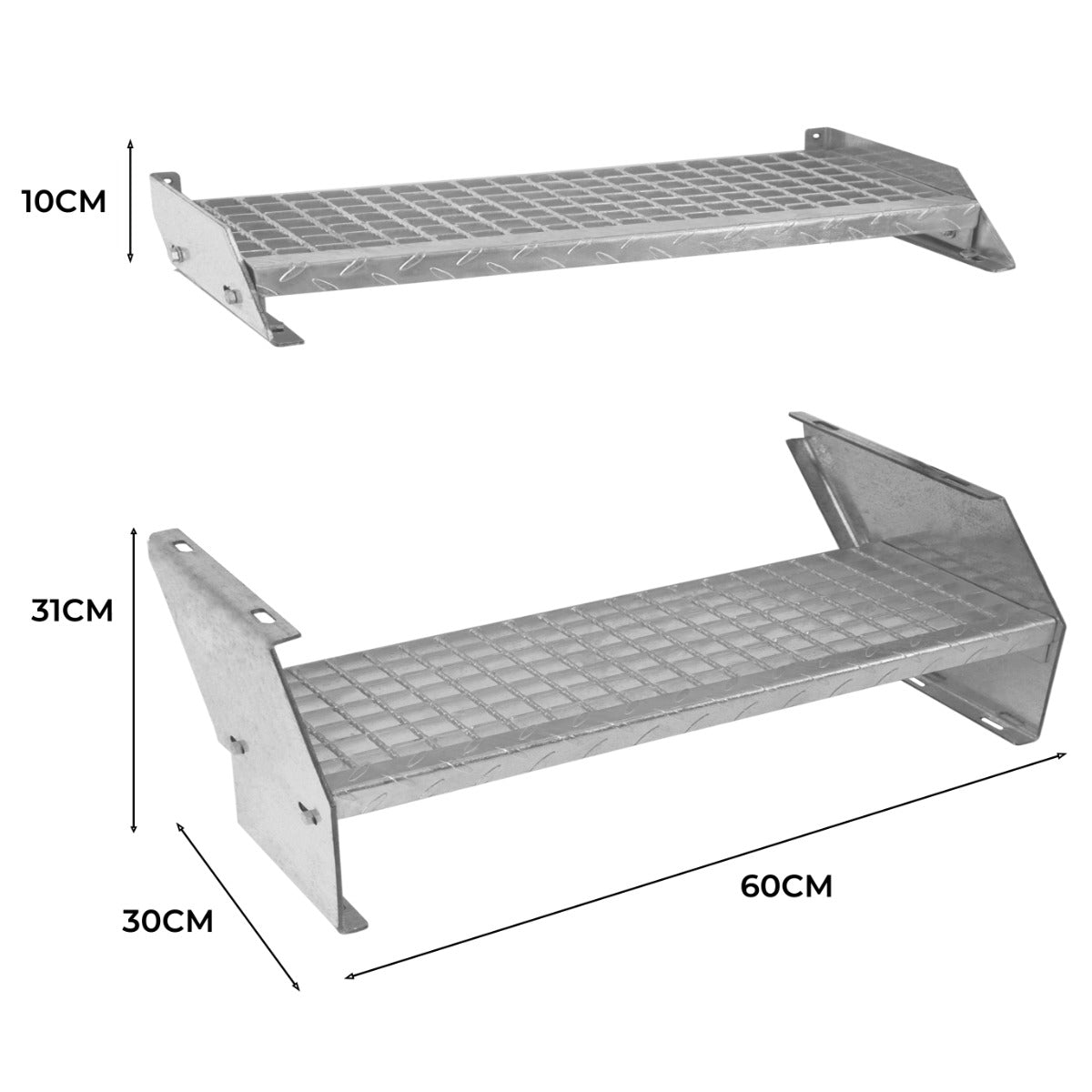 Adjustable 2 Section Galvanised Staircase - 900mm Wide