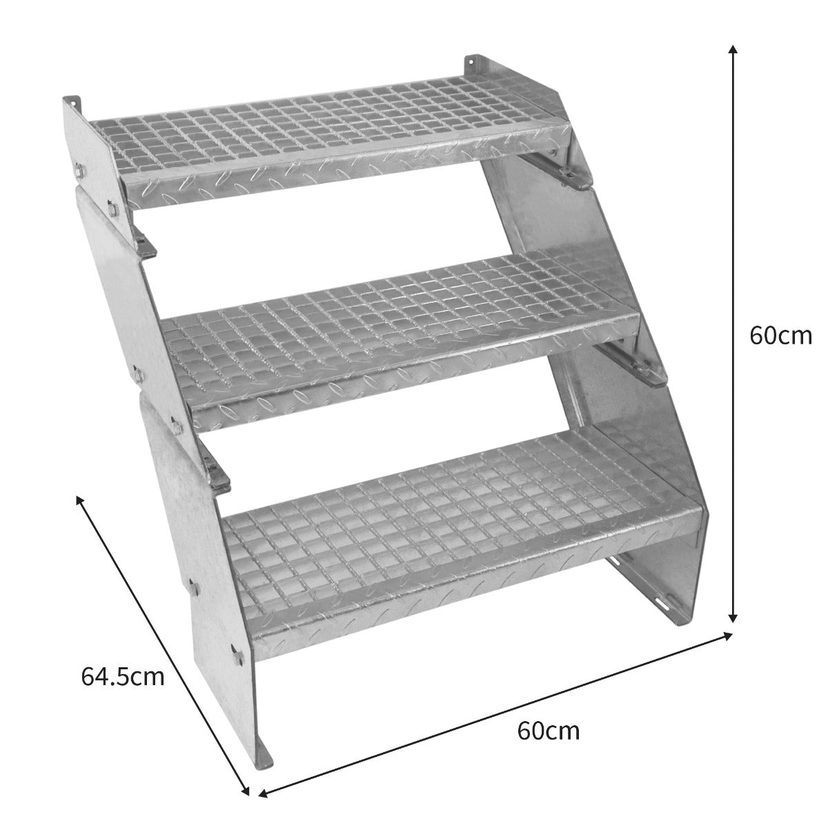 Adjustable 3 Section Galvanised Staircase - 600mm Wide
