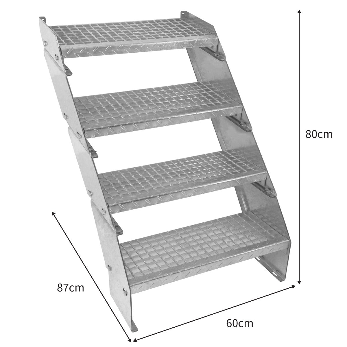 Adjustable 4 Section Galvanised Staircase - 600mm Wide