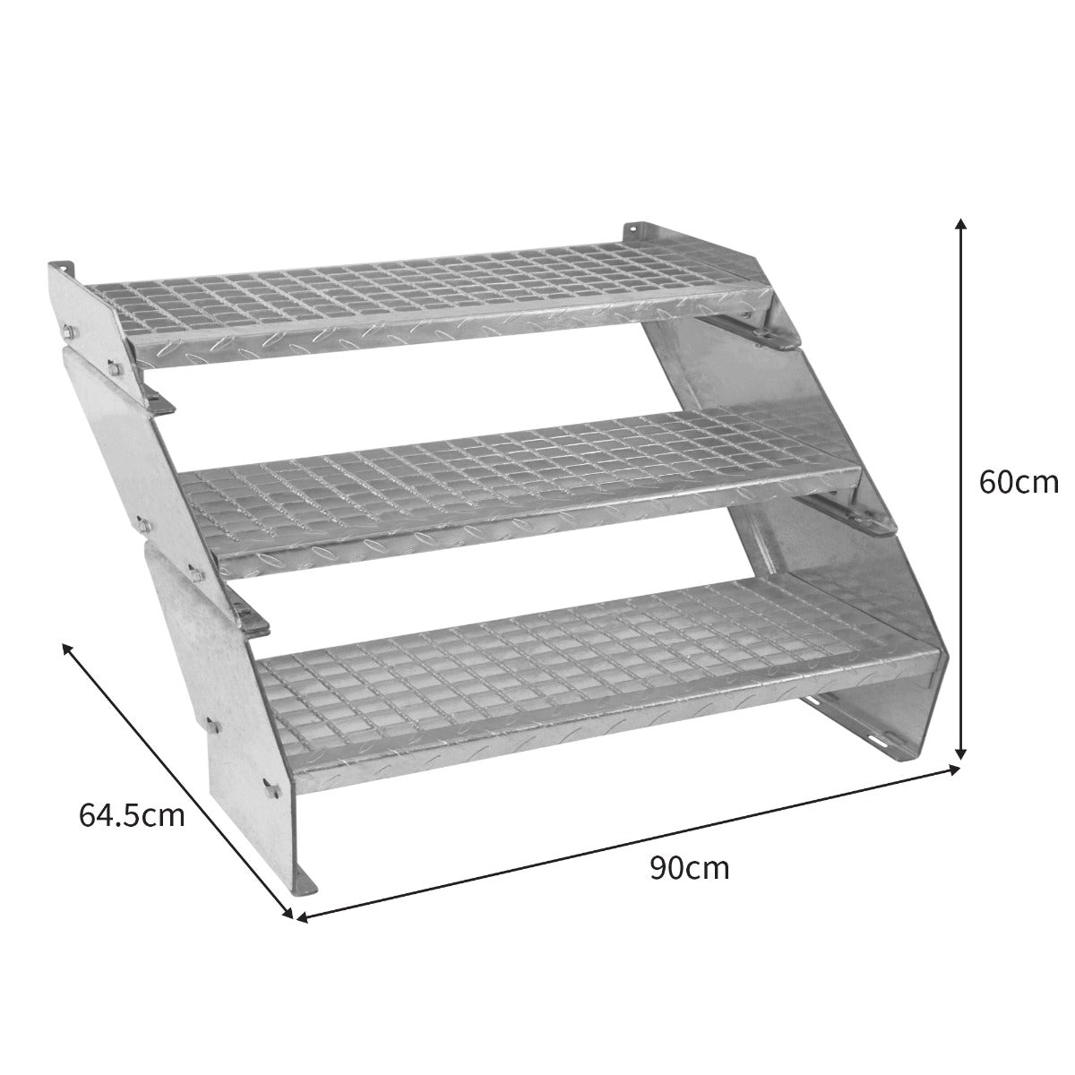 Adjustable 3 Section Galvanised Staircase - 900mm Wide