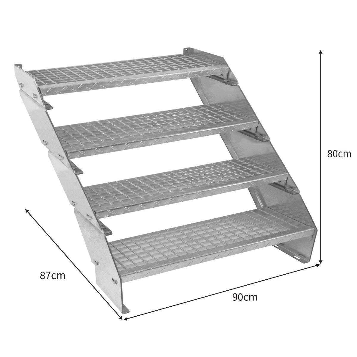 Adjustable 4 Section Galvanised Staircase - 900mm Wide
