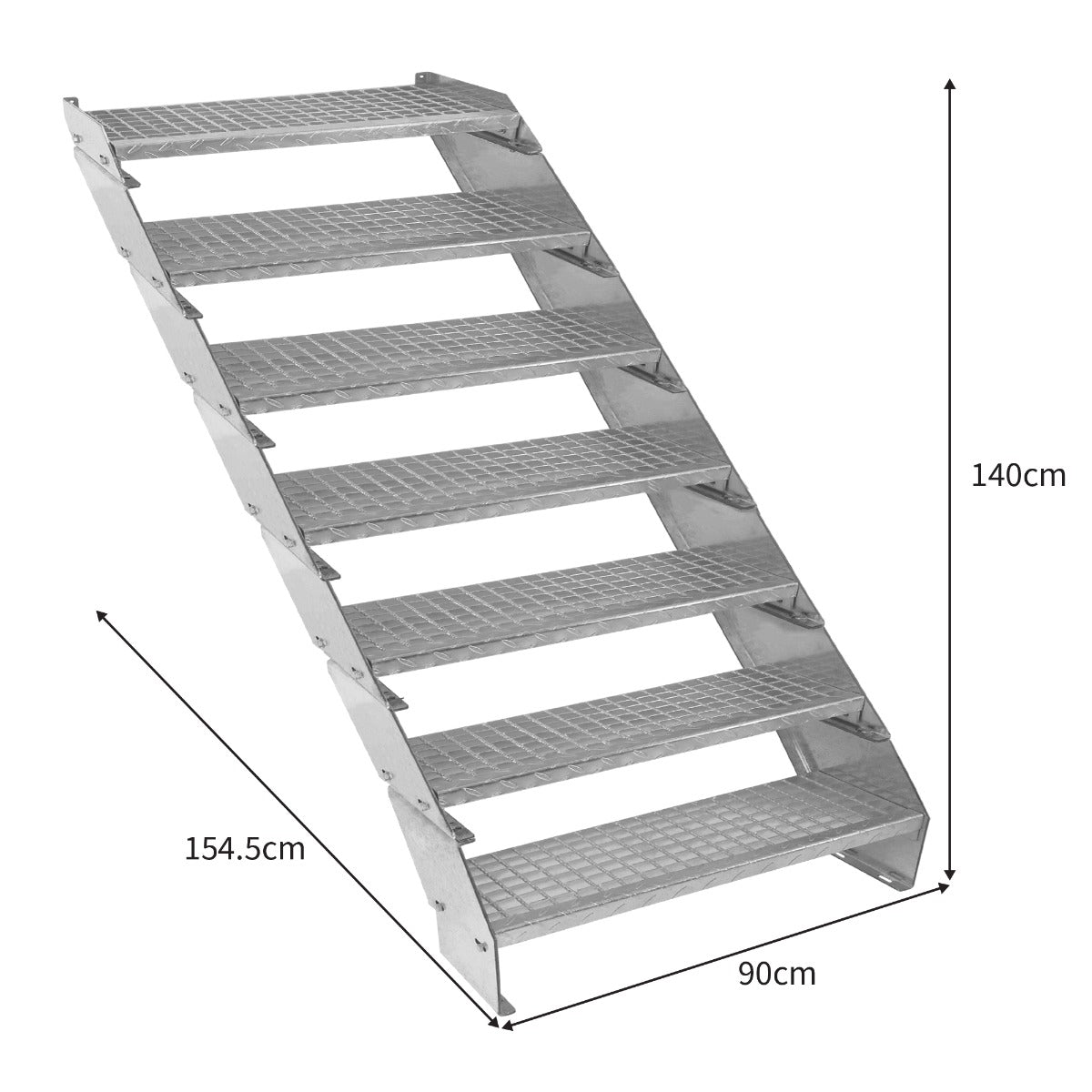 Adjustable 7 Section Galvanised Staircase - 900mm Wide