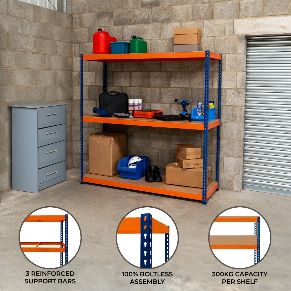 S-Rax 3 Shelf Racking - 180cm x 180cm x 60cm
