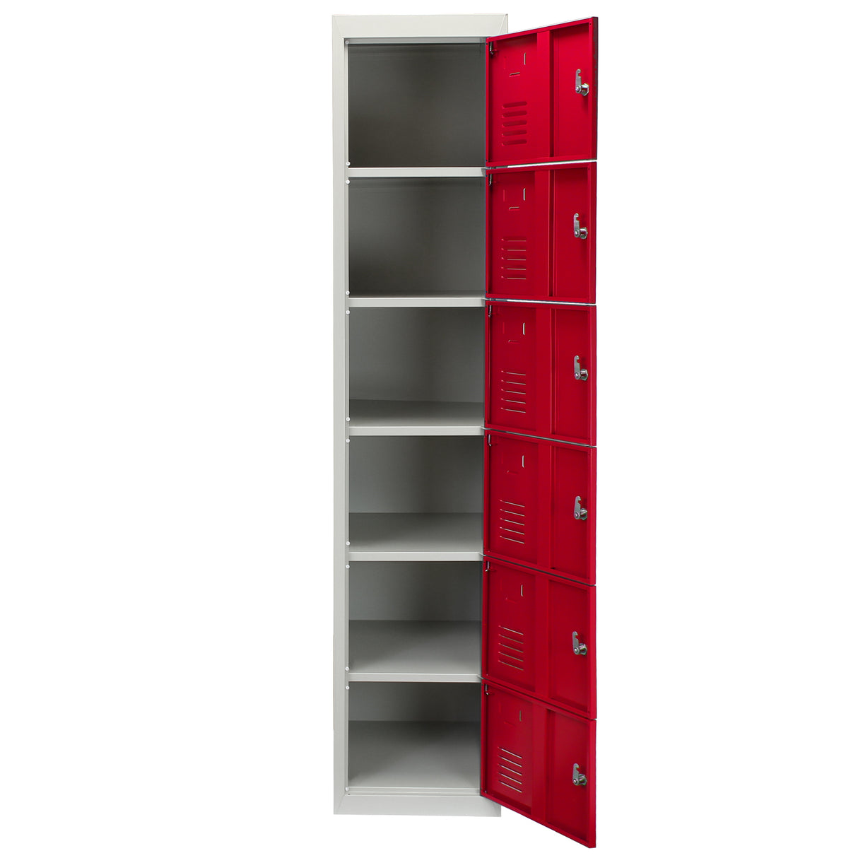 3 x Metal Storage Lockers - Six Doors, Red - Flatpack