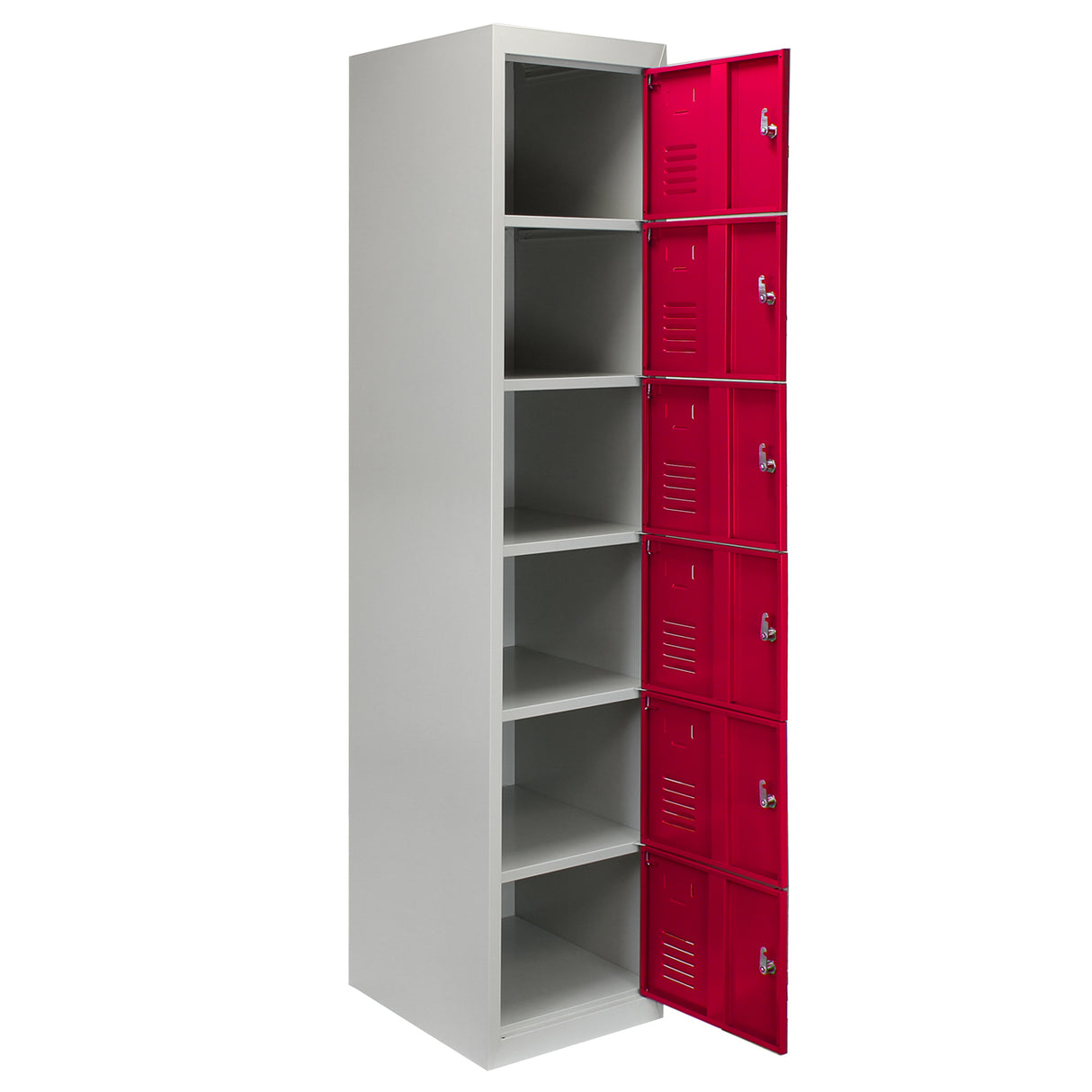 3 x Metal Storage Lockers - Six Doors, Red - Flatpack