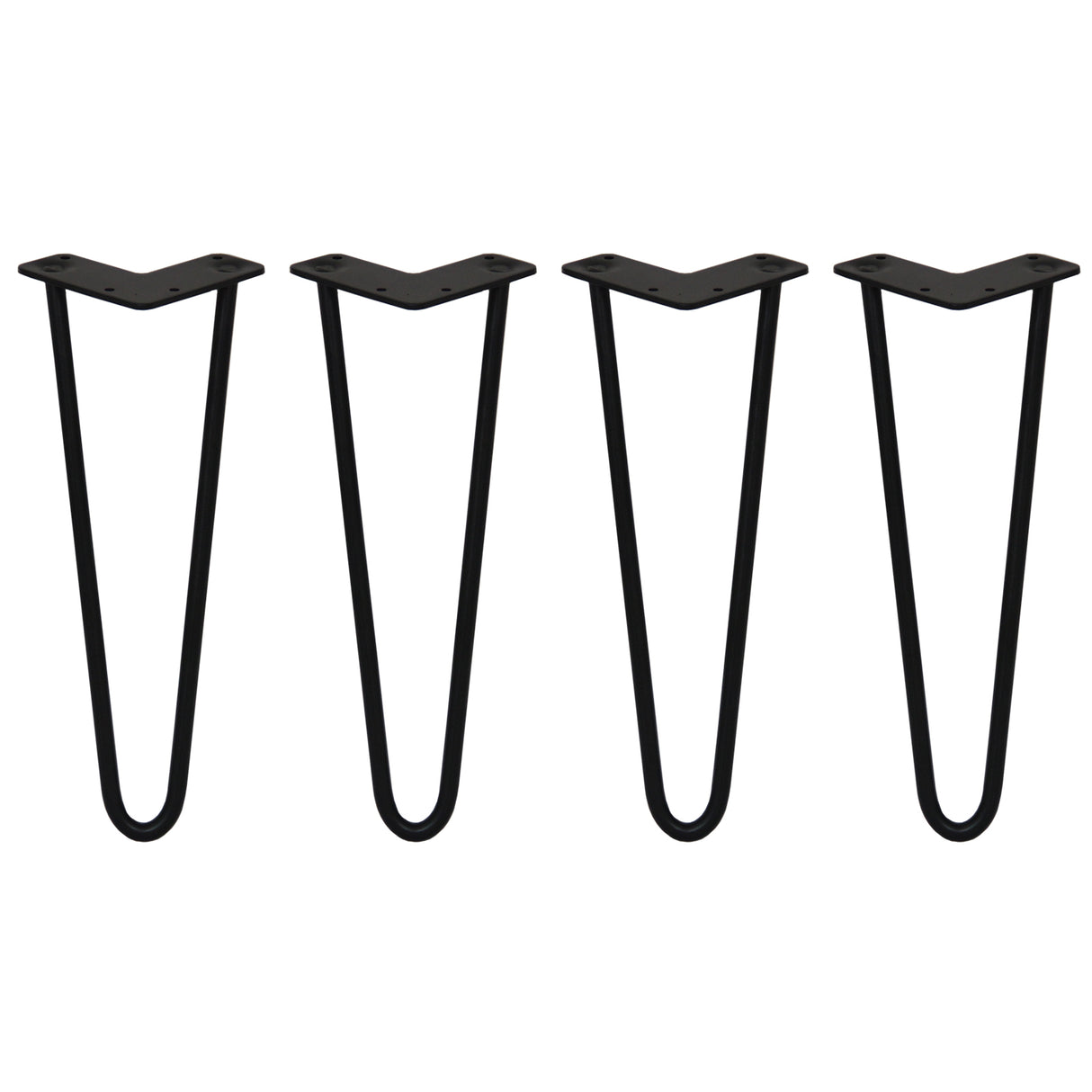 4 x 14" Hairpin Legs - 2 Prong - 12mm - Black
