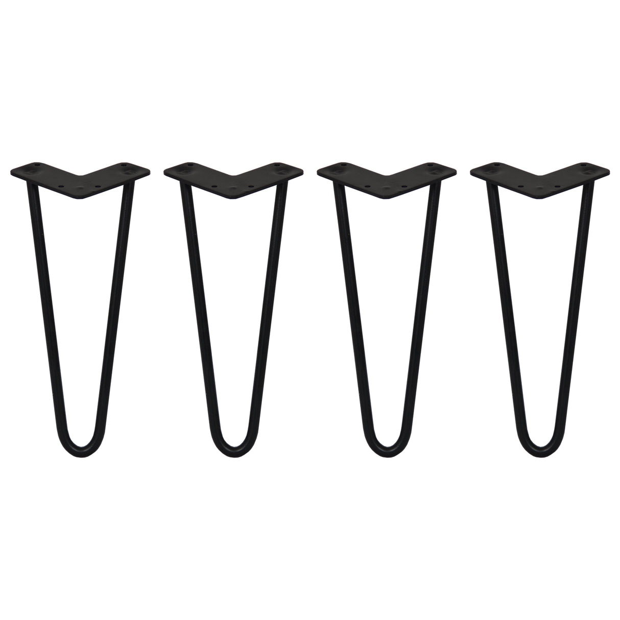 4 x 12" Hairpin Legs - 2 Prong - 12mm - Black