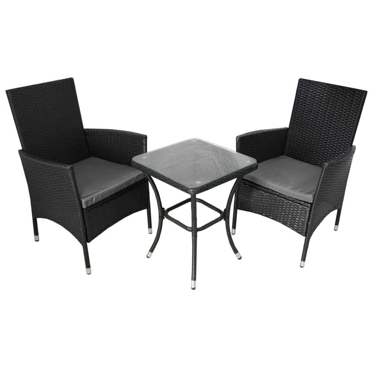 Jardí Rattan Bistro Set Black