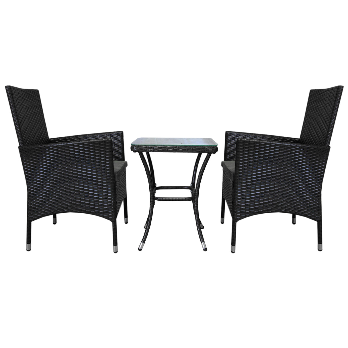 Jardí Rattan Bistro Set Black