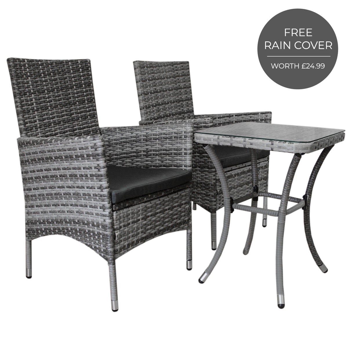 Jardí Rattan Bistro Set Grey