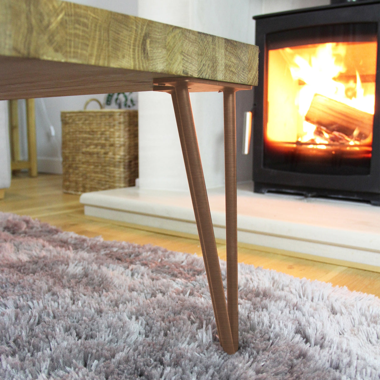 4 x 16" Hairpin Legs - 2 Prong - 10mm - Antique Copper