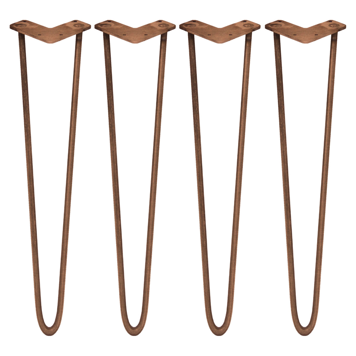 4 x 28" Hairpin Legs - 2 Prong - 12mm - Antique Copper