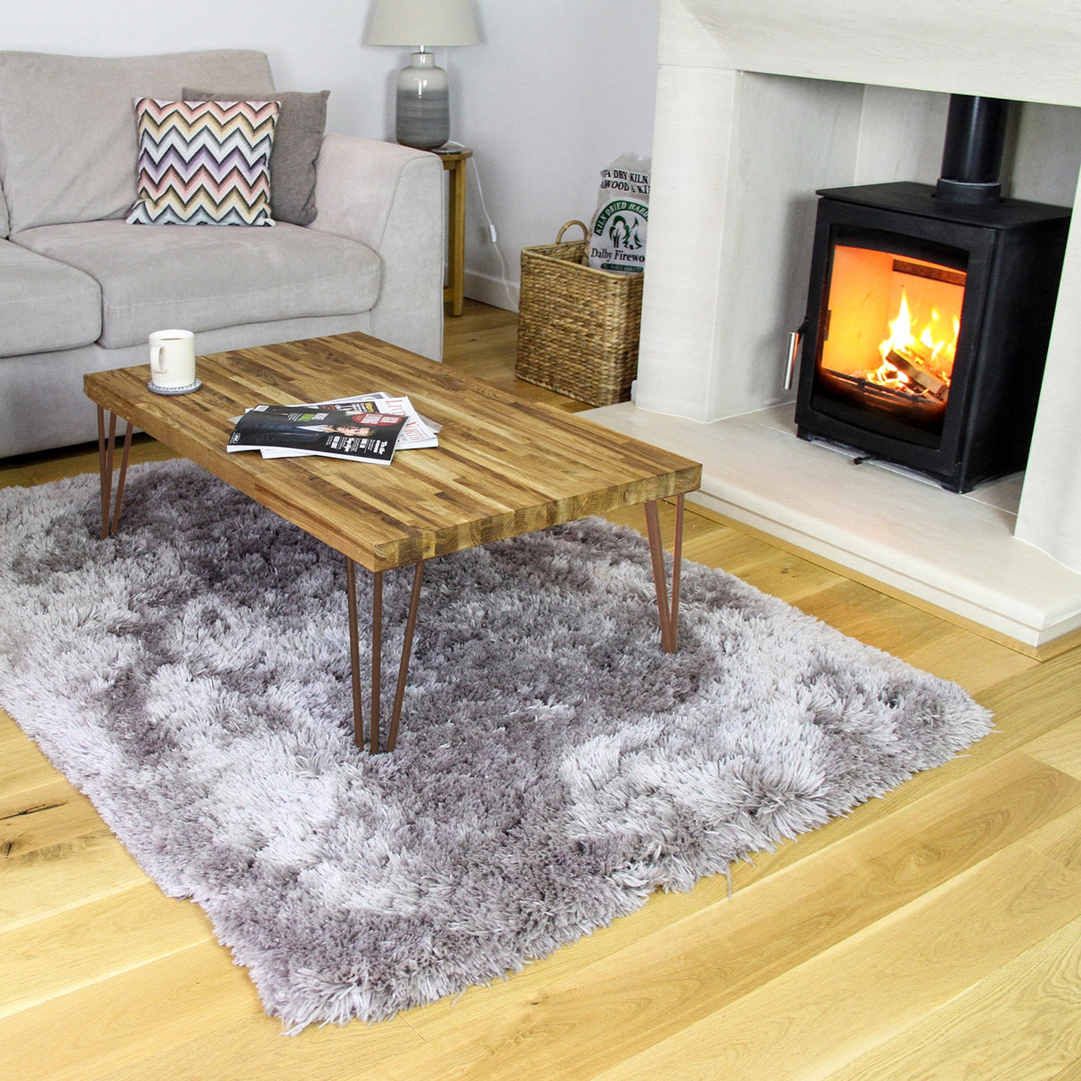 4 x 28" Hairpin Legs - 2 Prong - 12mm - Antique Copper