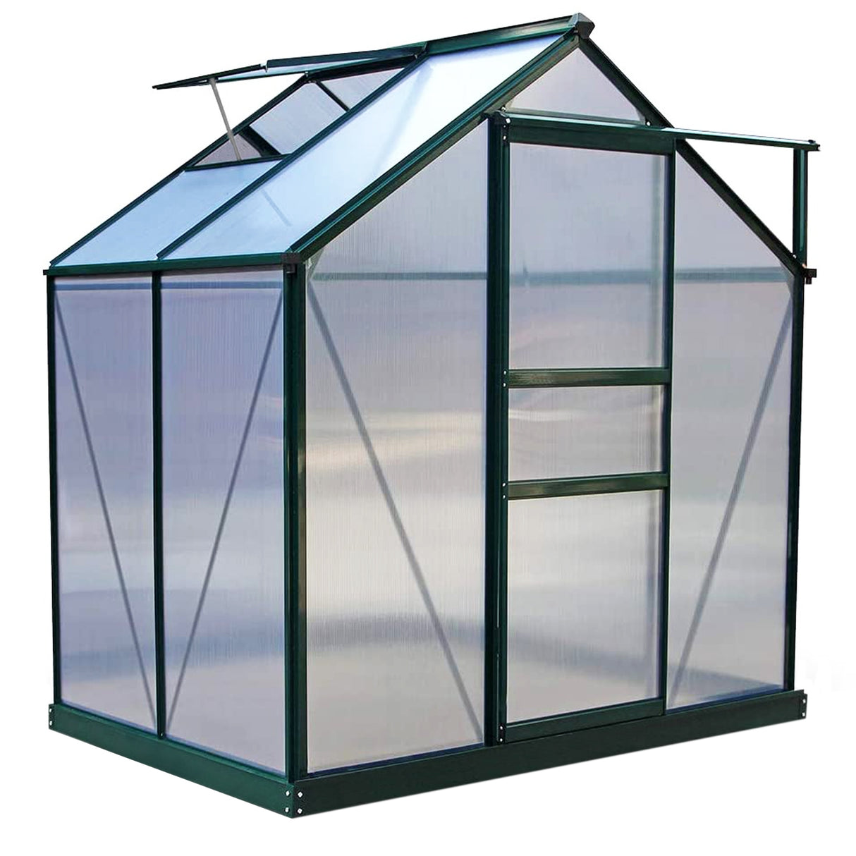 Greenhouse 6ft x 4ft (Green) With Base & Racking