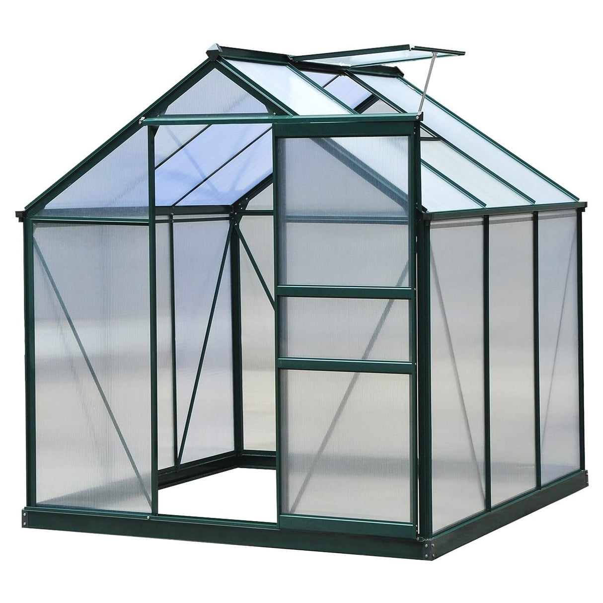Greenhouse 6ft x 6ft (Green) With Base & Racking