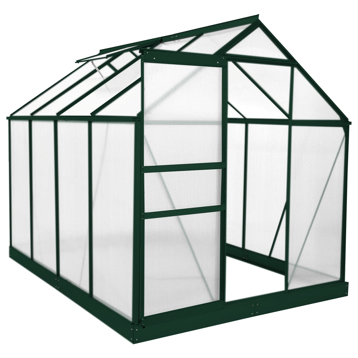 Greenhouse 6ft x 8ft (Green) With Base & Racking