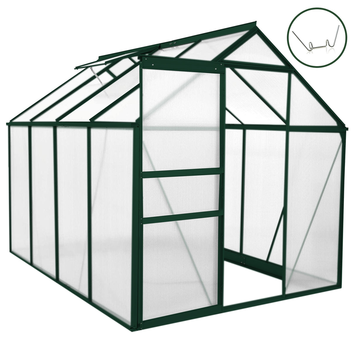 Greenhouse Polycarbonate 6ft x 8ft (Green)