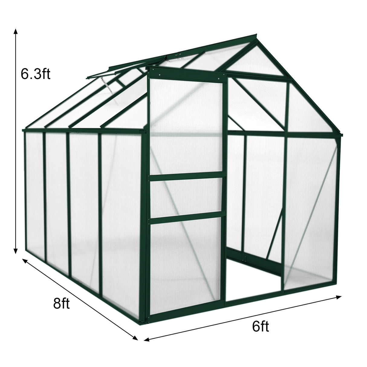Greenhouse Polycarbonate 6ft x 8ft (Green)