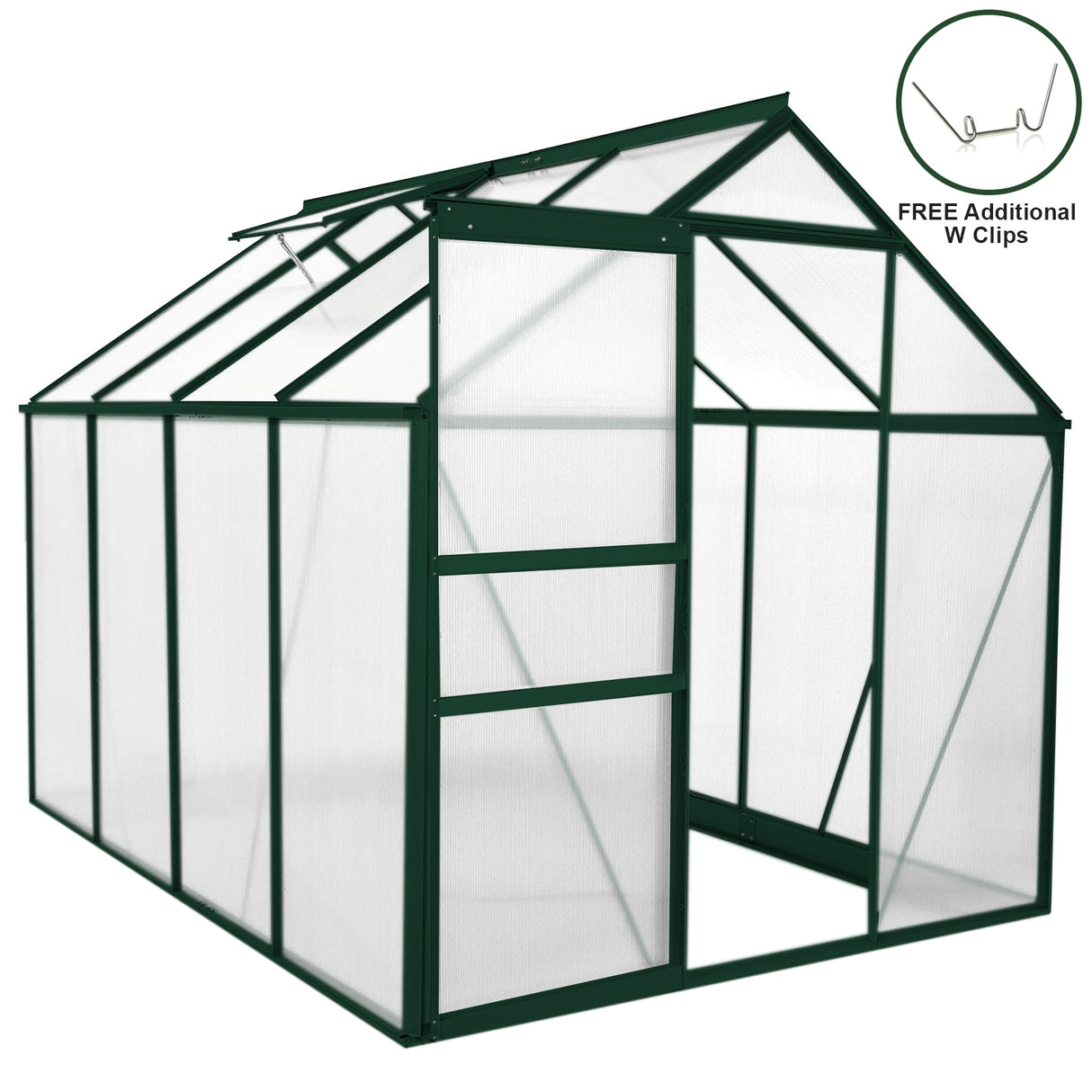Greenhouse Polycarbonate 6ft x 8ft (Green)