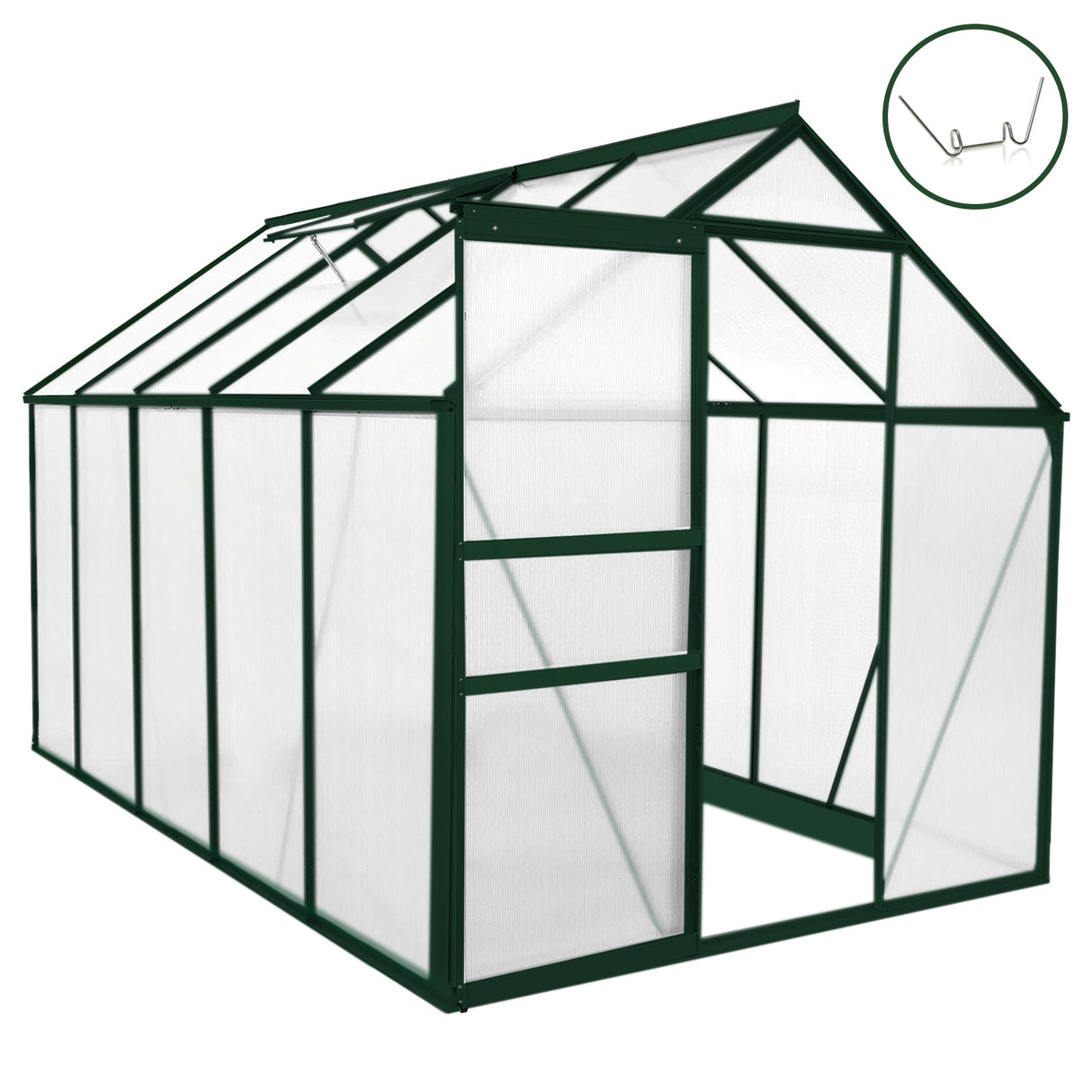Greenhouse Polycarbonate 6ft x 10ft (Green)