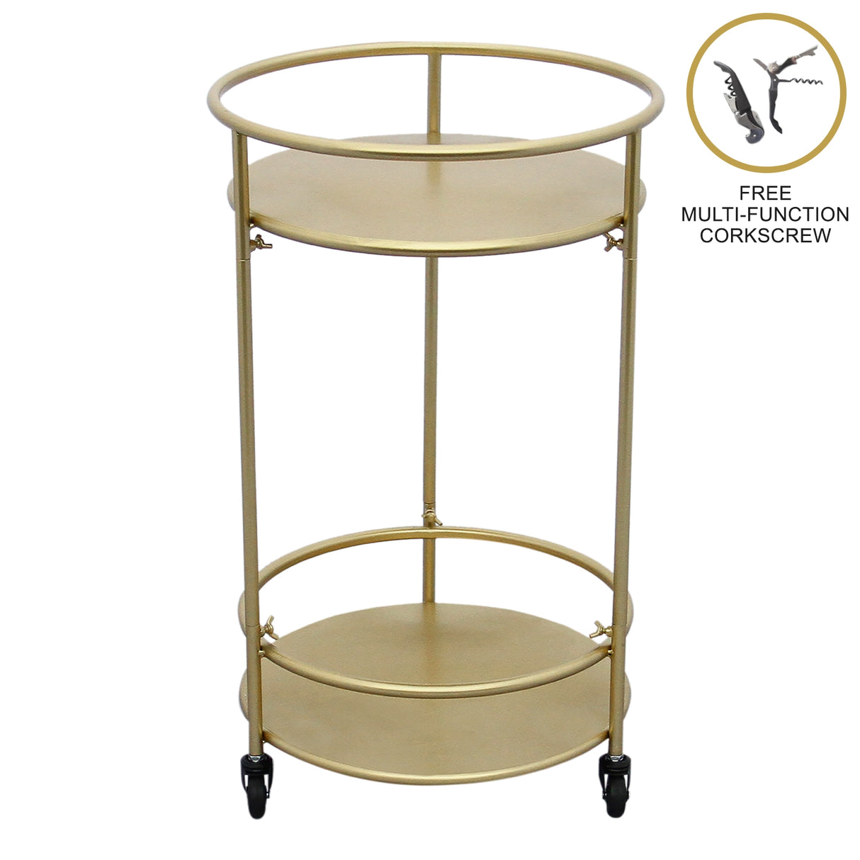Gold Drinks Trolley Bar Cart - Small