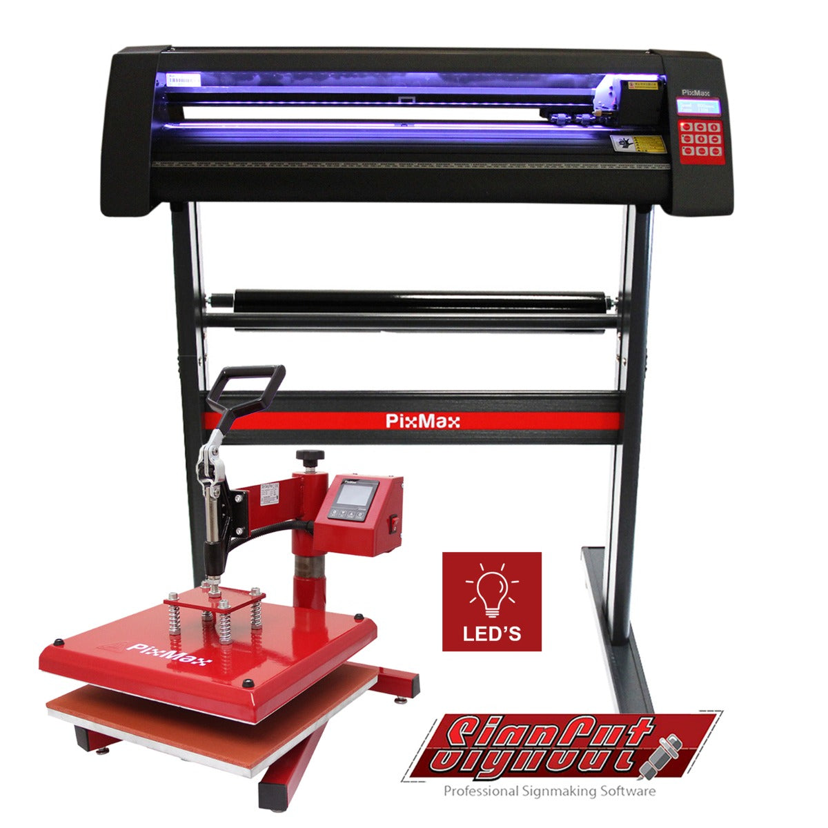 LED Vinyl Cutter With 38cm Swing Heat Press & Software