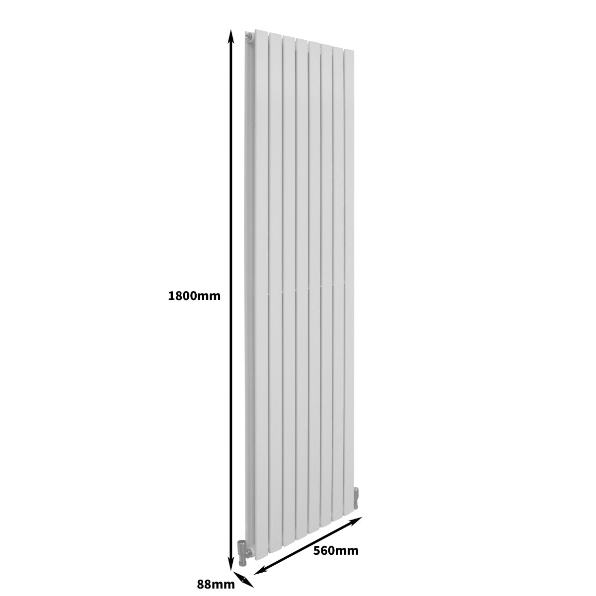 Designer Flat Panel Radiators Gloss White 1800mm x 560mm