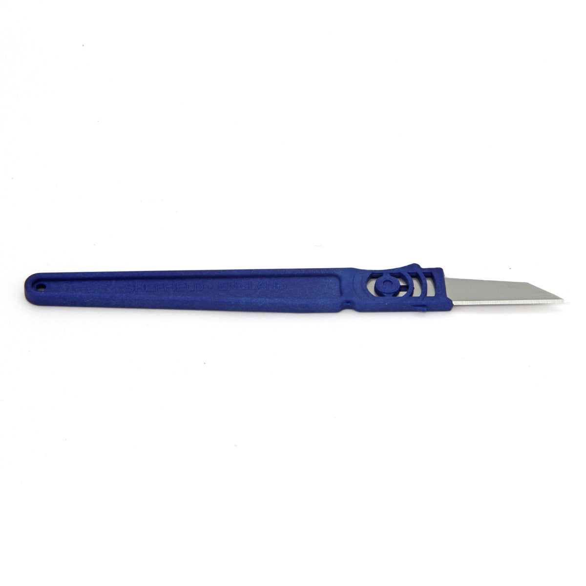 Blue precision knife with a textured handle and sharp blade, ideal for detailed vinyl cutting and crafting projects