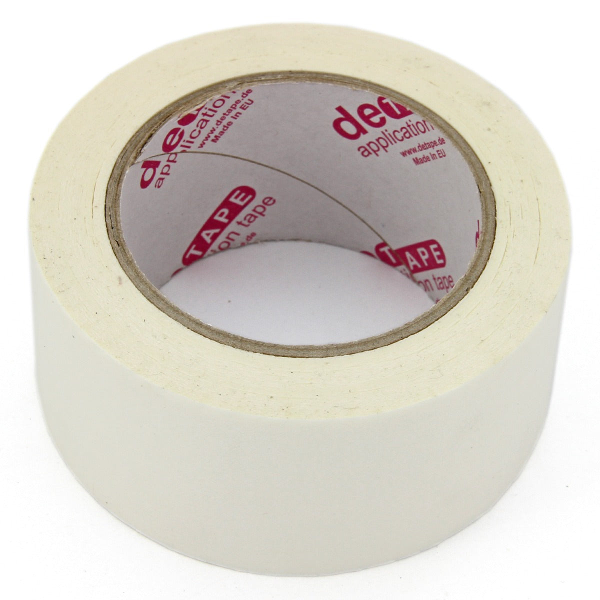 White adhesive tape roll with a smooth texture, ideal for vinyl crafting and weeding applications, featuring a printed logo inside