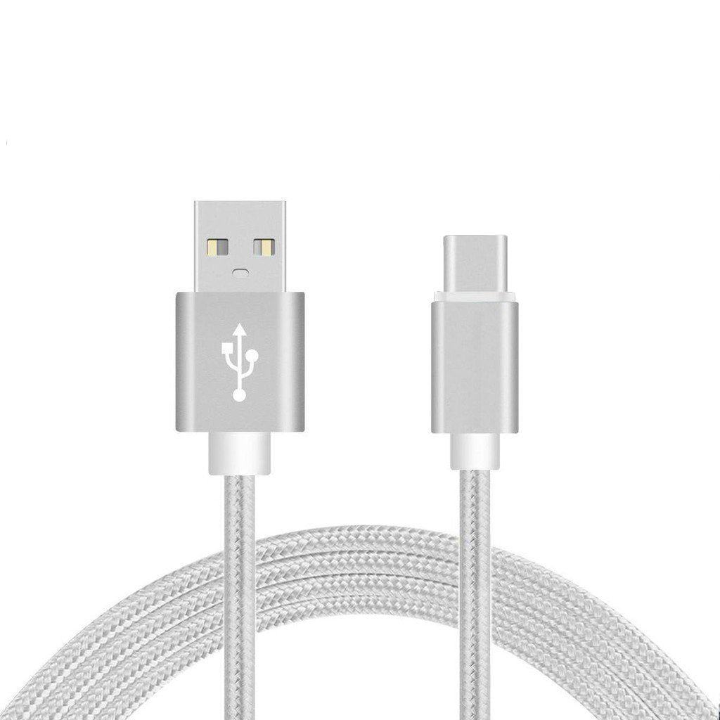 MonsterShop Magnetic USB Type-C Nylon Braided Fast Charging Cable Silver