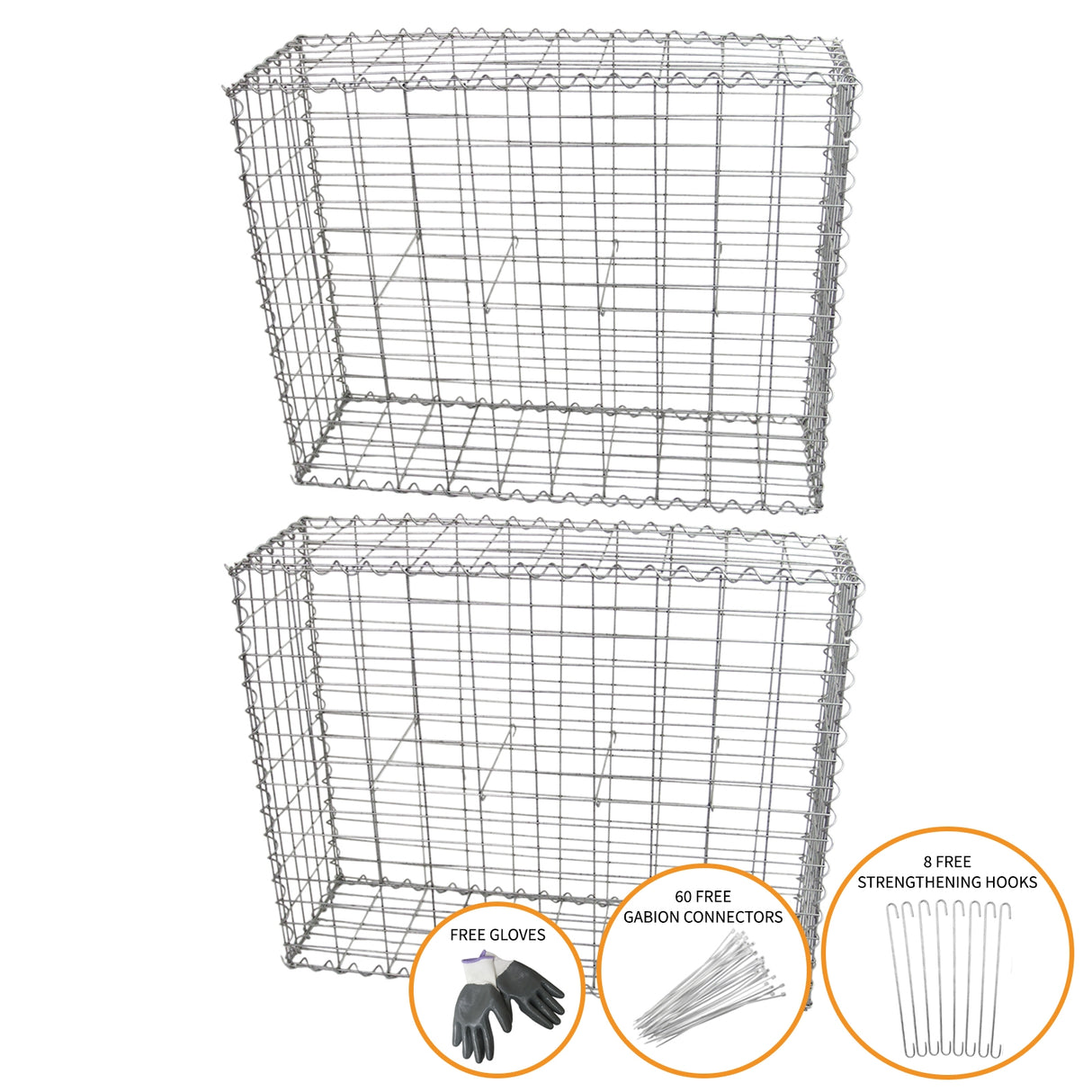 Gabion Baskets 100 x 80 x 30cm / 2 Pack