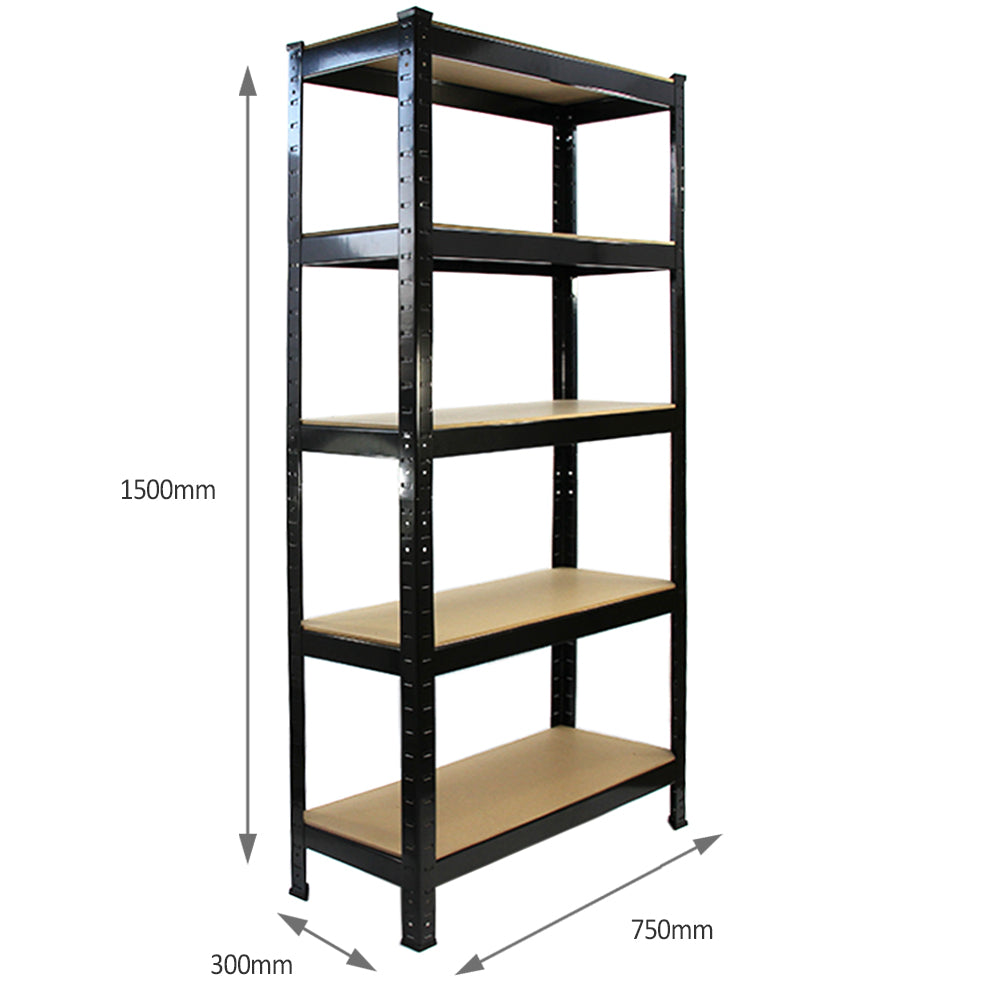 Monster Racking T-Rax Heavy Duty Shelving Units, Black, 75cm W, 30cm D, Set of 6