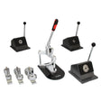 PixMax Badge Making Bundle featuring a sturdy metal press, multiple badge molds, and durable bases for crafting custom badges