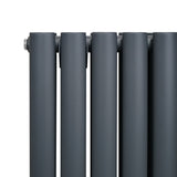 Oval Column Radiator & Valves - 1800mm x 600mm – Anthracite Grey