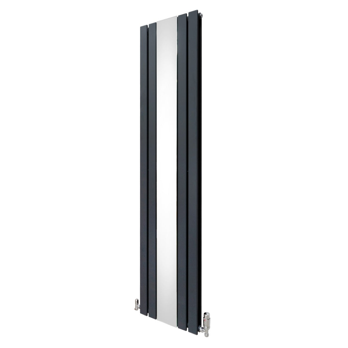 Flat Mirror Radiator & Valves - 1800mm x 425mm - Anthracite Grey