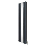 Flat Mirror Radiator & Valves - 1800mm x 425mm - Anthracite Grey