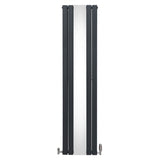 Flat Mirror Radiator & Valves - 1800mm x 425mm - Anthracite Grey