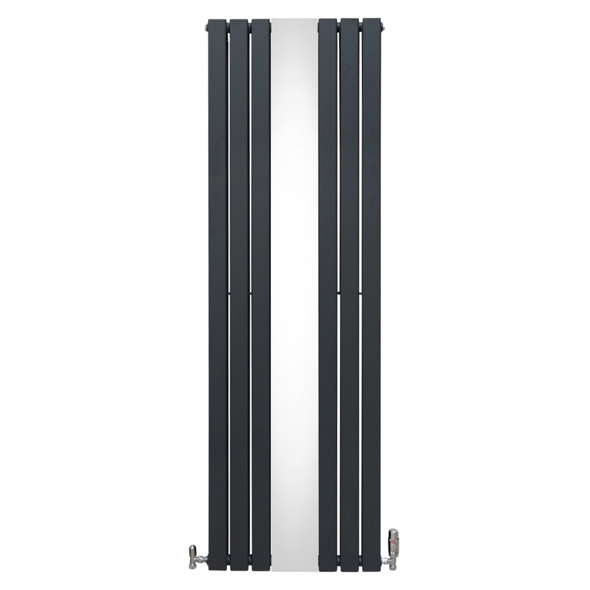 Flat Mirror Radiator & Valves - 1800mm x 565mm - Anthracite Grey