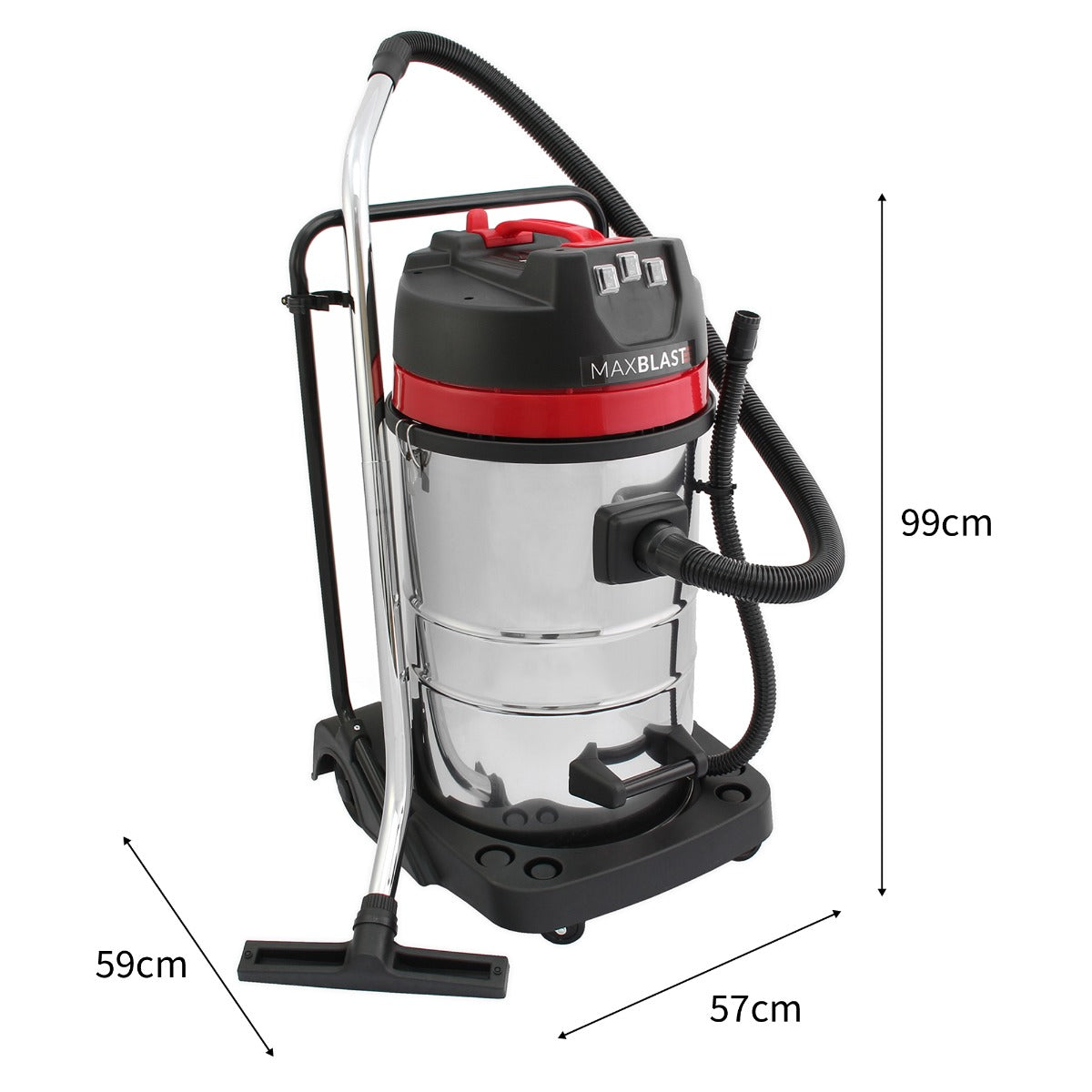 80L Industrial Vacuum, 5 Attachments & 3 Hoover Bags