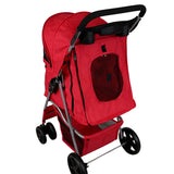 Pet Stroller with Rain Cover – Red