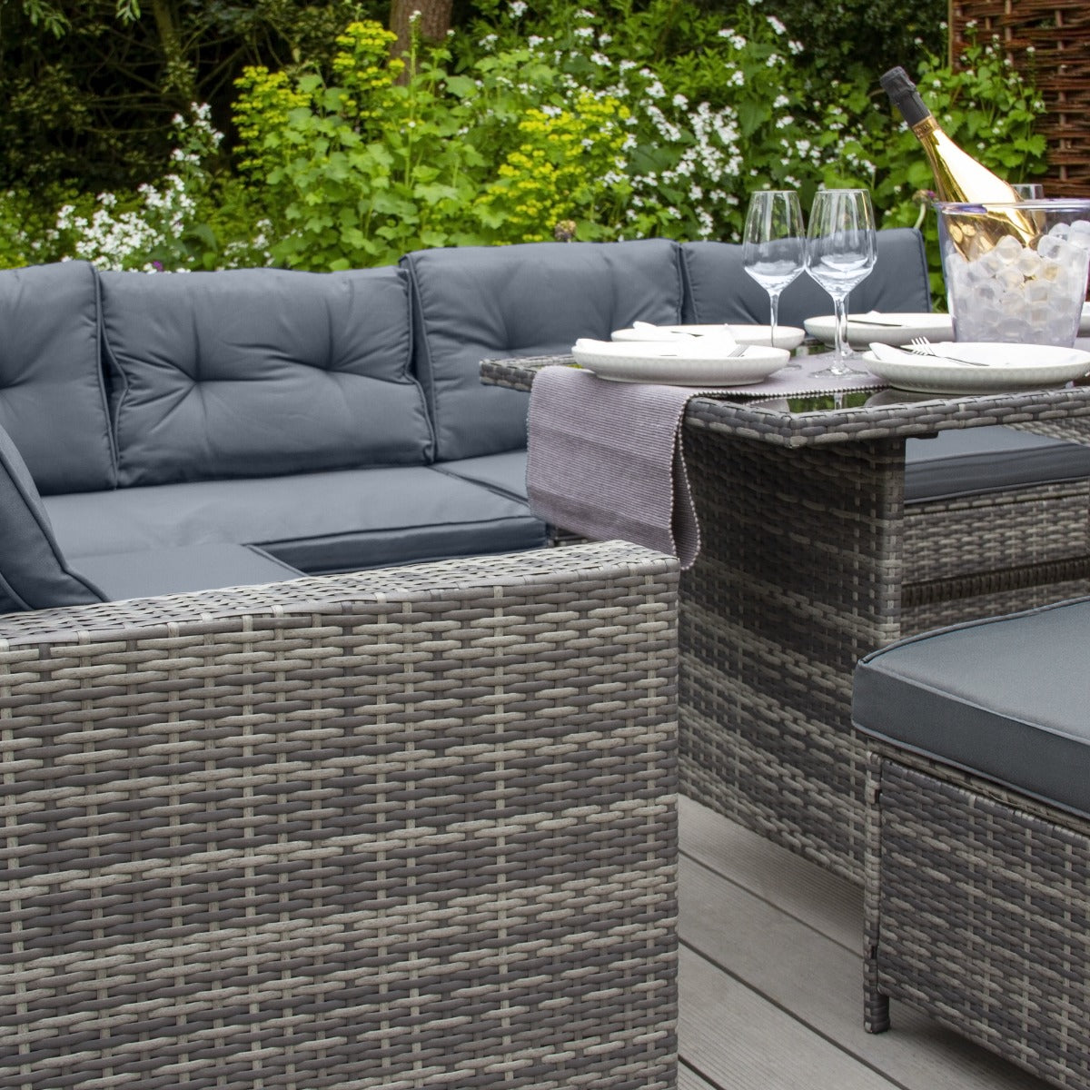 Rattan Corner Set - Grey