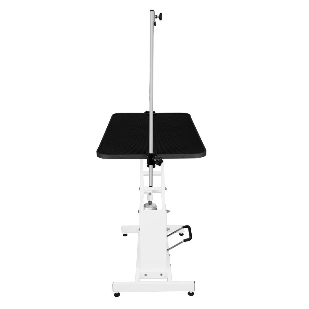 White Hydraulic Grooming Table - Black Table Top