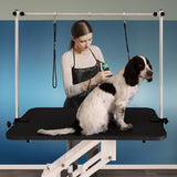 White Hydraulic Grooming Table - Black Table Top