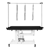 White Hydraulic Grooming Table - Black Table Top