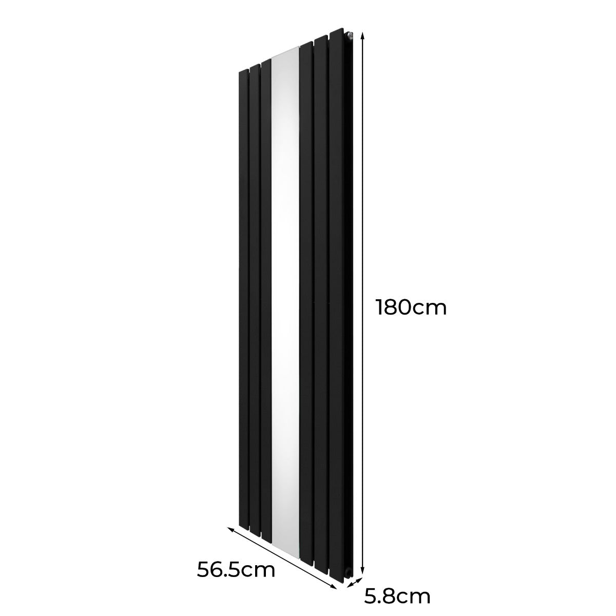 Flat Mirror Radiator - 1800mm x 565mm - Black