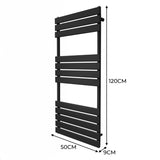 Flat Panel Towel Radiator – 1200mm x 500mm – Black