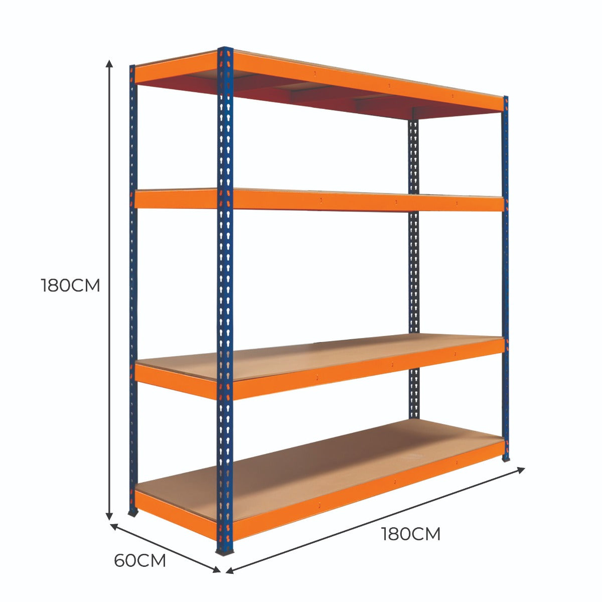 S-Rax 4 Shelf Racking - 180cm x 180cm x 60cm